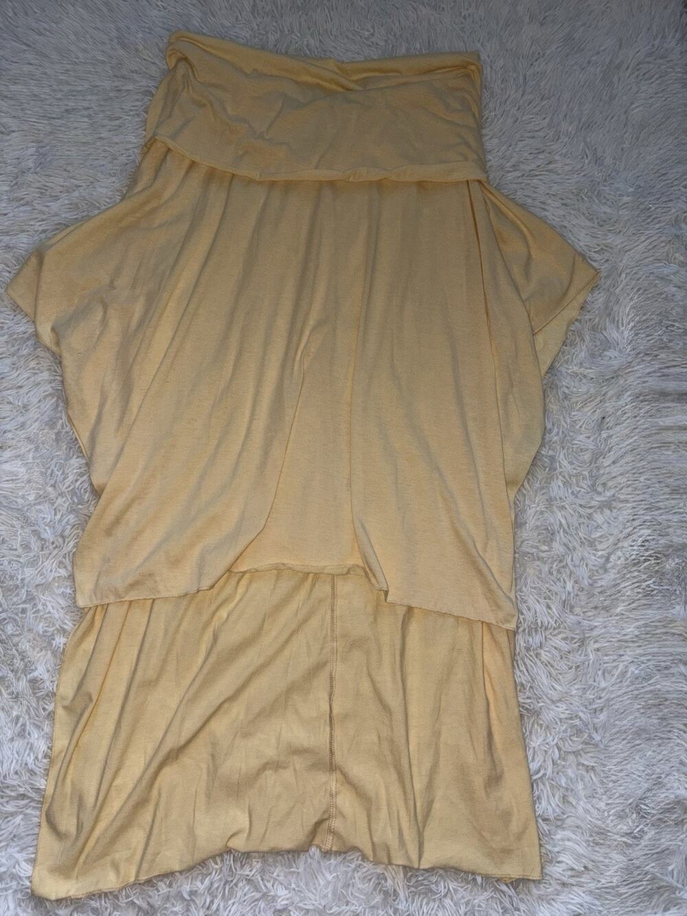Misslook M Yellow Assymetrical Cowlneck High/ Low drape Top. Cute, Exc. Cond